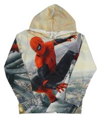 Šedo-žlutá sportovní mikina se Spidermanem a kapucí 