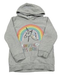 Sivá mikina s jednorožcom a kapucňou Pep&Co