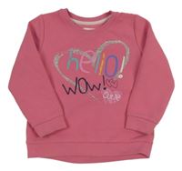 Ružová rebrovaná mikina s nápisom Matalan