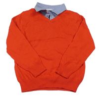 Červený sveter s košeľovým golierom H&M