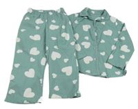 Svetlomodré fleecové pyžama so srdiečkami Peacocks