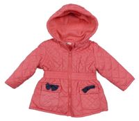 Ružová šušťáková prešívaná zateplená bunda s kapucňou Pep&Co