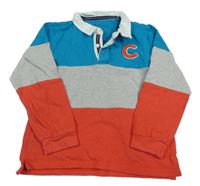 Modro-šedo-červená mikina s písmenem 