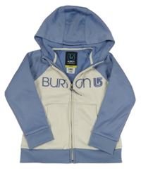 Bílo-modrá thermo propínací mikina s logem a kapucí Burton