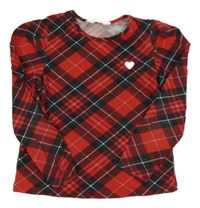 Červeno-čierno-biele kárované tričko so srdiečkom H&M