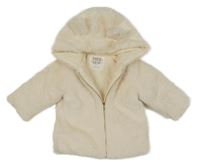 Smetanový kožešinový zateplený kabát s kapucí F&F