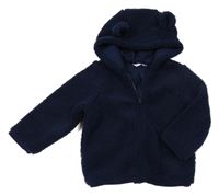 Tmavomodrá huňatá prepínaci podšitá bunda s kapucňou V by Very