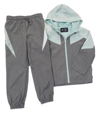 2 Set - Mátovo-šedá šusťáková bunda s kapucí + kalhoty Primark