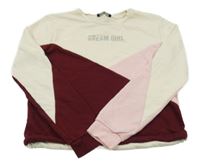 Vínovo-ružovo-smotanová mikina so trblietavým nápisom C&A