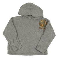 Sivá melírovaná mikina so zvířaty a kapucňou