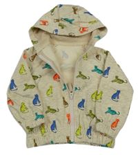 Krémová žíhaná prepínaci mikina s farebnými mačkami a kapucňou Dunnes Store