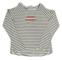 Bílo-černé pruhované triko s nápisem H&M