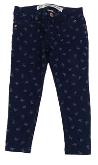 Tmavomodré skinny rifle s motýlky Denim Co.