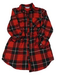 Červeno-čierne kockované košeľové prepínaci šaty zn. Primark