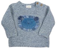 Modro-bílý melírovaný svetr s lvíčkem Next