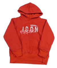 Červená mikina s nápisom a kapucňou