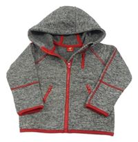 Šedá melírovaná pletená propínací mikina s kapucí Kiki&Koko