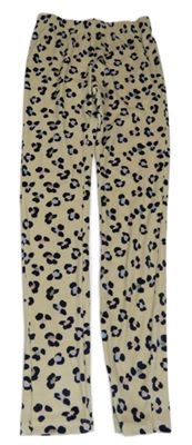 Světlebéžovo-tmavomodré vzorované plyšové legíny Yigga