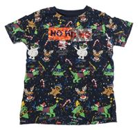 Tmavomodro-barevné tričko s vánočními obrázky a flitry Next