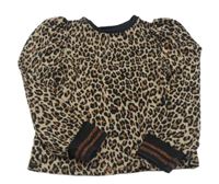 Béžovo-čierny leopardí crop sveter Next