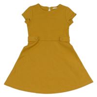 Okrové žebrované šaty s knoflíky C&A