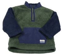 Khaki-tmavomodrá huňatá mikina Joules