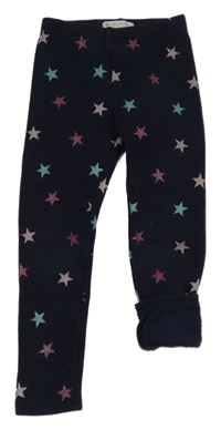 Tmavomodré zateplené legíny s hviezdami