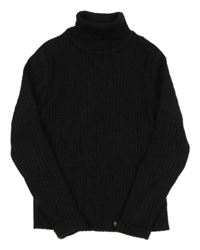 Čierny trblietavý rebrovaný svetrový rolák