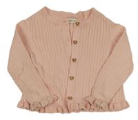 Svetloružový rebrovaný prepínaci sveter F&F