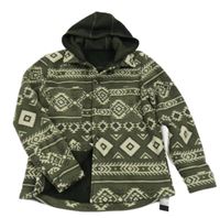 Nové - Kaki-béžová vzorovaná fleecová košeľová bunda s kapucňou Dunnes