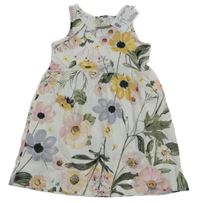 Nové - Bielo-kvetované bavlnené šaty H&M