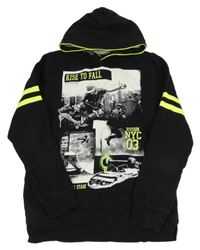 Černá mikina s fotkou a kapucí C&A