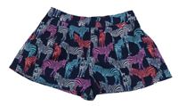 Tmavomodré ľahké kraťasy so zebrami Bluezoo