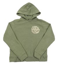 Khaki mikina s nápisom a kapucňou