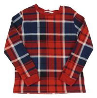 Červeno-tmavomodro-bílé kostkované flecové pyžamové triko M&S