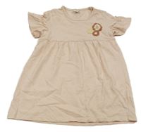 Pudrová melírovaná tunika s kvetmi a volánikmi Topolino