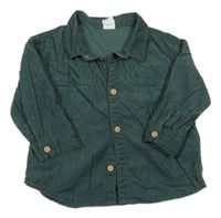 Tmavozelená manšestrová košile H&M