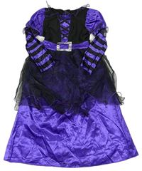 Kockovaným - Čierno-fialové šaty