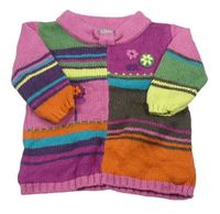 Farebný pruhovaný sveter s kvietkami Bóboli