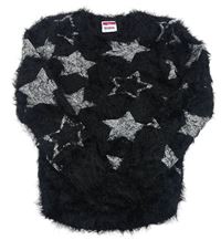 Čierny chlpatý sveter s hviezdičkami Yigga