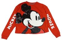 Červená crop mikina s Mickeym a flitrami Primark