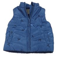 Tmavomodrá šušťáková zateplená vesta s písmenky Mothercare