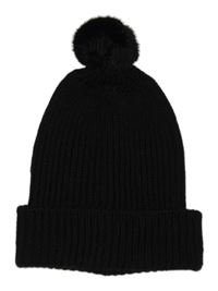Čierna pletená čapica s brmbolcom