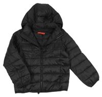 Čierna šušťáková prešívaná zateplená bunda s kapucňou Tissaia