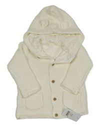 Nové - Bílý propínací podšitý svetr s kapucí George 