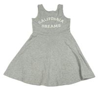 Sivé šaty s nápisom H&M