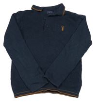 Tmavomodrý polo svetr s výšivkou Next