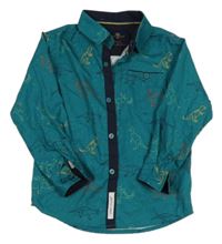 Zeleno-tmavomodrá košile s dinosaury Craft+Flow 