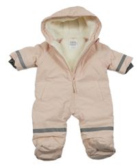 Světlerůžová šusťáková zimní kombinéza s kapucí F&F