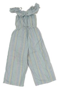 Barevný pruhovaný plátěný culottes overal Primark